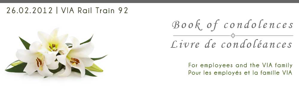 Condolence Book – VIA Train 92 – Livre de condoléances